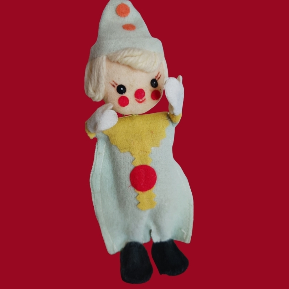 Vtg clowns felt christmas ornaments set of 2 - Picture 7 of 9